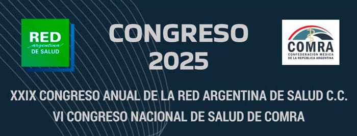 Banner del Congreso 2025 - XXIX Congreso Anual de la RED Argentina de Salud C.C. y VI Congreso Nacional de Salud de COMRA